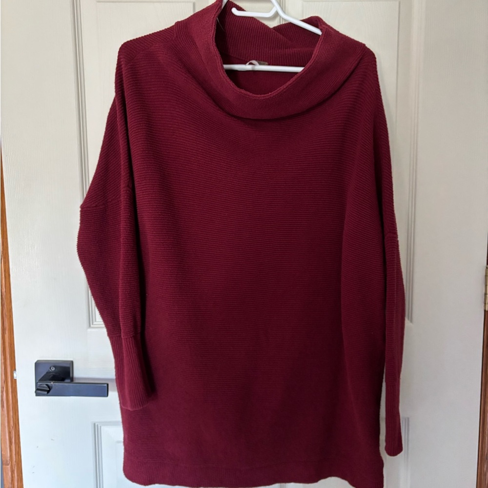 Free People Rich Burgundy Cowl Neck Sweater